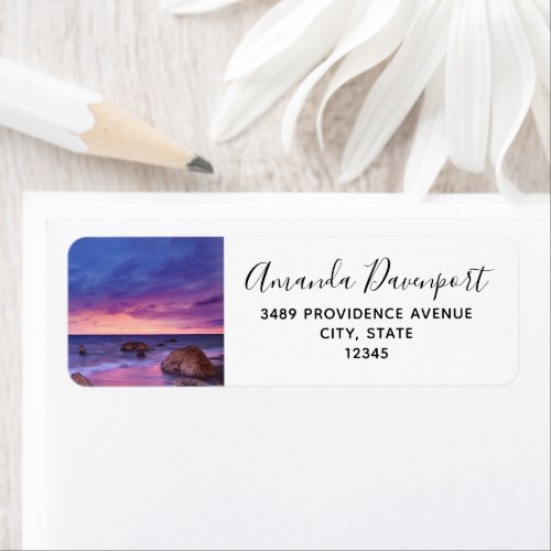 Beautiful Sunset Coastal Photograph Address Label