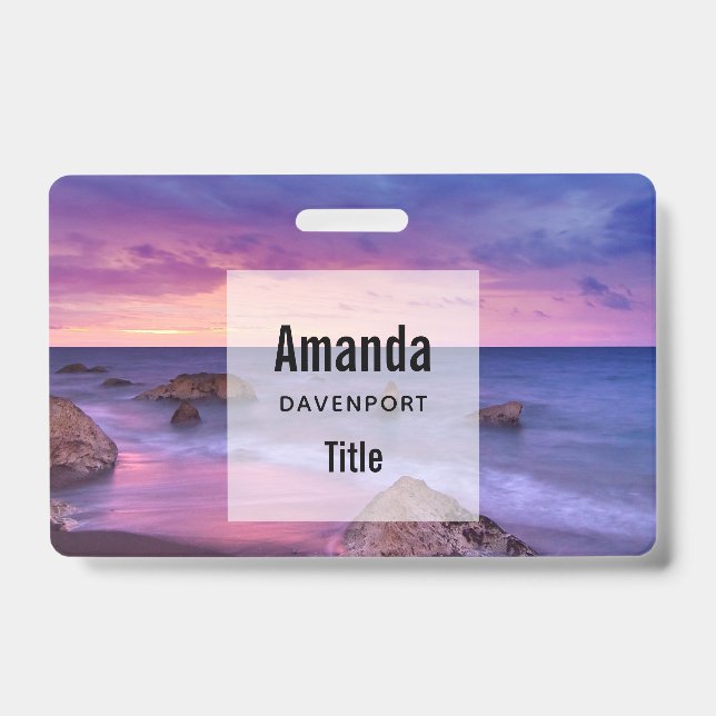 Beautiful Sunset Coastal Photograph Badge (Front)