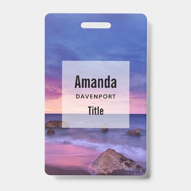 Beautiful Sunset Coastal Photograph Badge (Front)