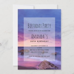 Beautiful Sunset Coastal Photograph Birthday Invitation
