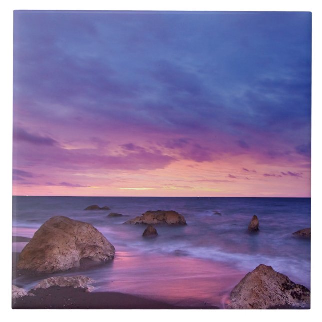 Beautiful Sunset Coastal Photograph Ceramic Tile (Front)