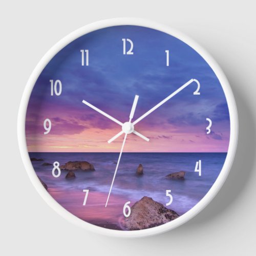 Beautiful Sunset Coastal Photograph Clock