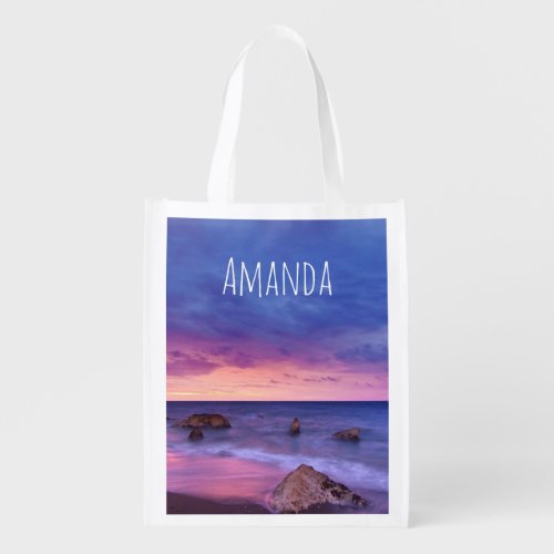 Beautiful Sunset Coastal Photograph Grocery Bag