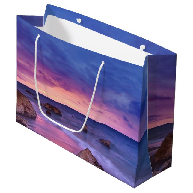 Beautiful Sunset Coastal Photograph Large Gift Bag (Front Angled)