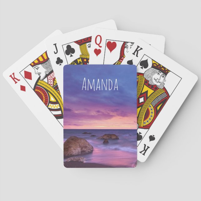 Beautiful Sunset Coastal Photograph Poker Cards (Back)