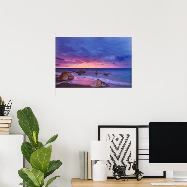 Beautiful Sunset Coastal Photograph Poster (Home Office)