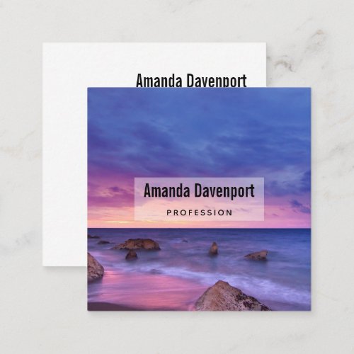 Beautiful Sunset Coastal Photograph Square Business Card