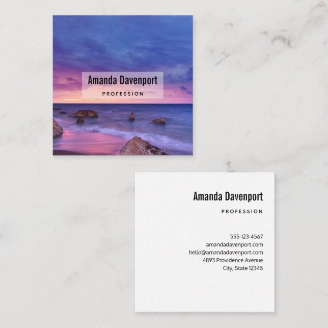 Beautiful Sunset Coastal Photograph Square Business Card (Front/Back)