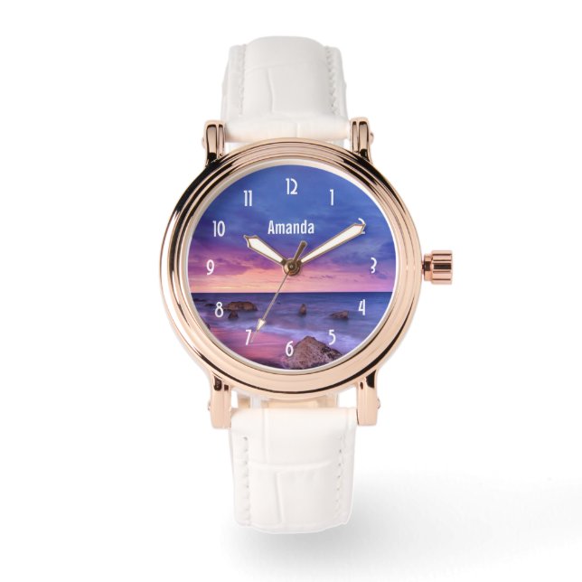 Beautiful Sunset Coastal Photograph Watch (Front)
