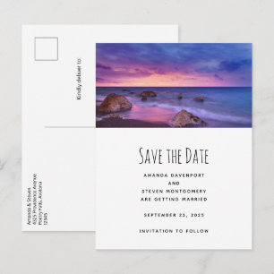 Beautiful Sunset Coastal Photograph Wedding Announcement Postcard
