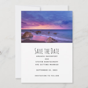 Beautiful Sunset Coastal Photograph Wedding Save The Date