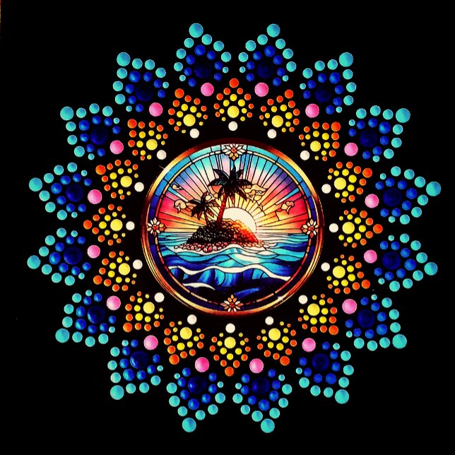 Beautiful Sunset Dot Art Mandala Insert Note Card (Creator Uploaded)