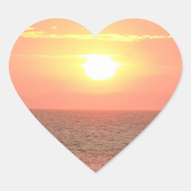 Beautiful Sunset Heart Sticker (Front)