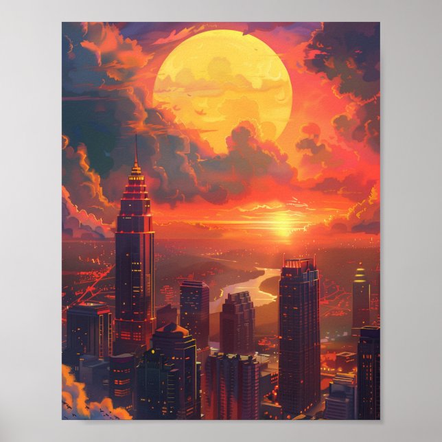Beautiful Sunset in Atlanta Georgia USA Poster (Front)