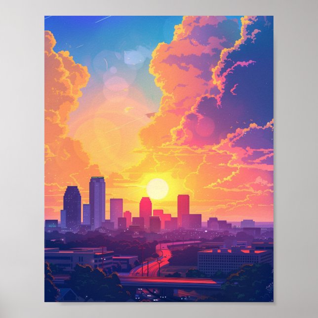 Beautiful Sunset in Fort Worth TX USA Poster (Front)