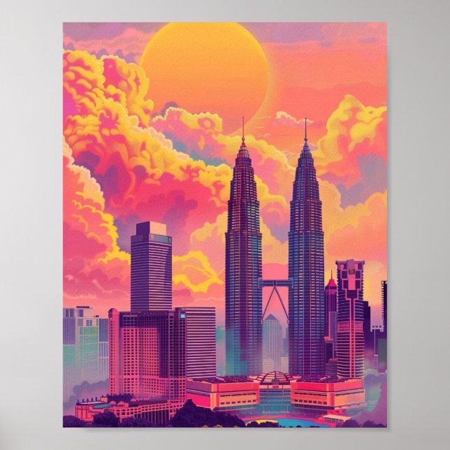 Beautiful Sunset in Kuala Lumpur Malaysia Poster (Front)
