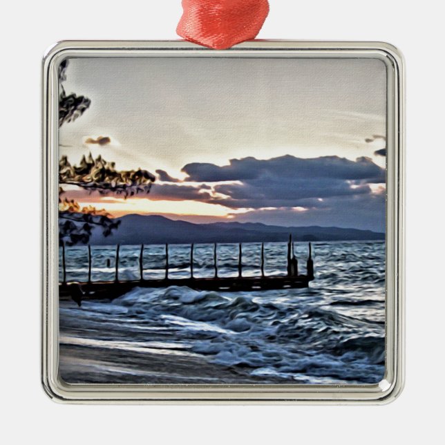 Beautiful Sunset in Montego Bay, Jamaica Metal Ornament (Front)