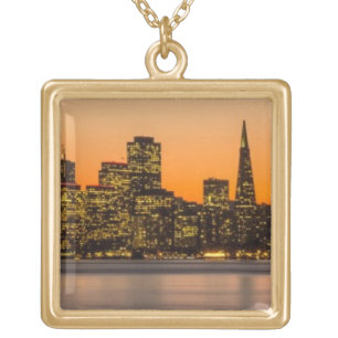 Beautiful sunset in San Francisco Gold Plated Necklace