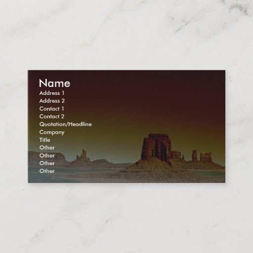 Customizable Beautiful Sunset: Monument Valley, America's South Business Card