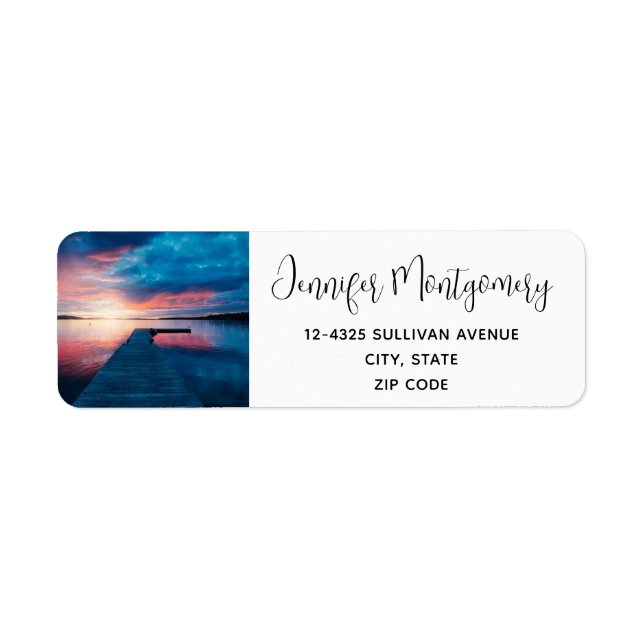 Beautiful Sunset on a Calm Lake Address Label (Front)