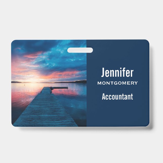 Beautiful Sunset on a Calm Lake Badge (Front)