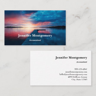 Beautiful Sunset on a Calm Lake Business Card