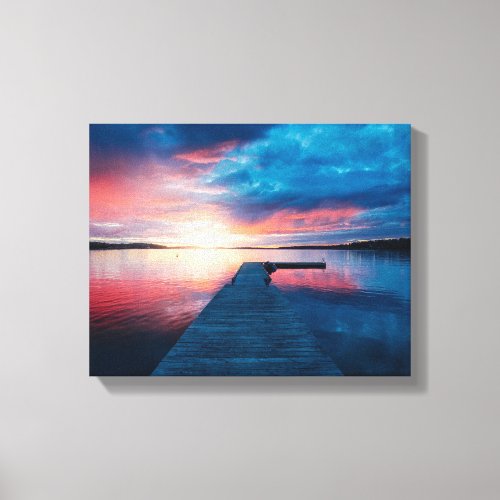 Beautiful Sunset on a Calm Lake Canvas Print