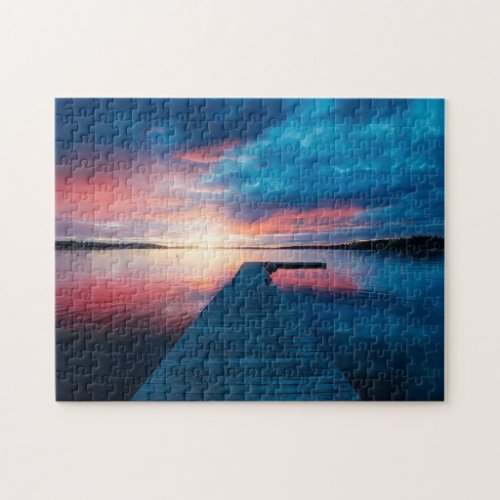 Beautiful Sunset on a Calm Lake Jigsaw Puzzle