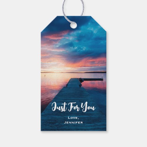 Beautiful Sunset on a Calm Lake Just for You Gift Tags