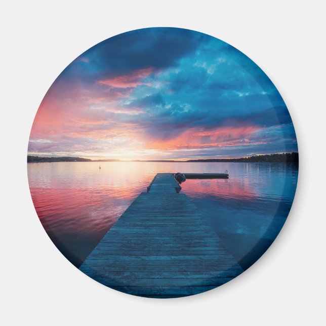Beautiful Sunset on a Calm Lake Magnet (Front)