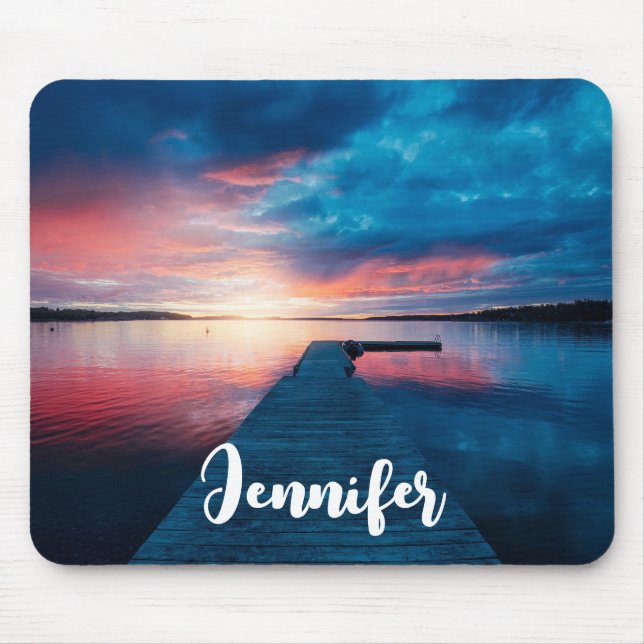 Beautiful Sunset on a Calm Lake Mouse Pad (Front)