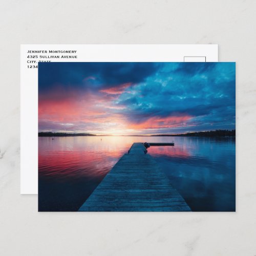 Beautiful Sunset on a Calm Lake Postcard