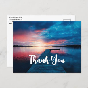 Beautiful Sunset on a Calm Lake Thank You Postcard