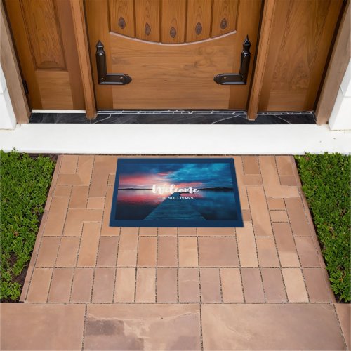Beautiful Sunset on a Calm Lake Welcome Doormat