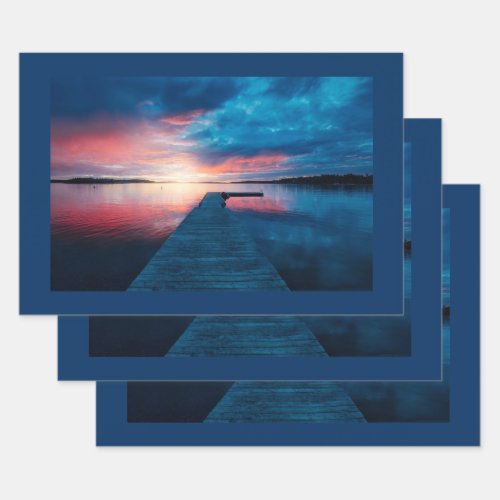 Beautiful Sunset on a Calm Lake Wrapping Paper Sheets