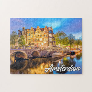 Beautiful Sunset Over Amsterdam, Netherlands Jigsaw Puzzle