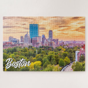 Beautiful Sunset Over Boston, Massachusetts, USA Jigsaw Puzzle