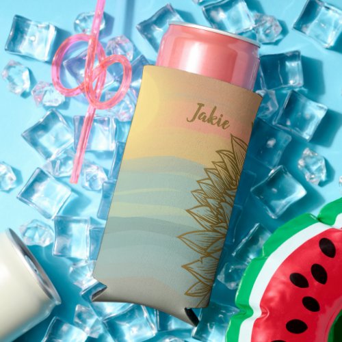 Beautiful Sunset over Flowered Waters   Seltzer Can Cooler