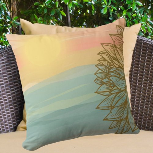 Beautiful Sunset over Flowered Waters  Throw Pillow