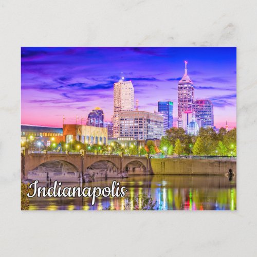 Beautiful Sunset Over Indianapolis Indiana Postcard