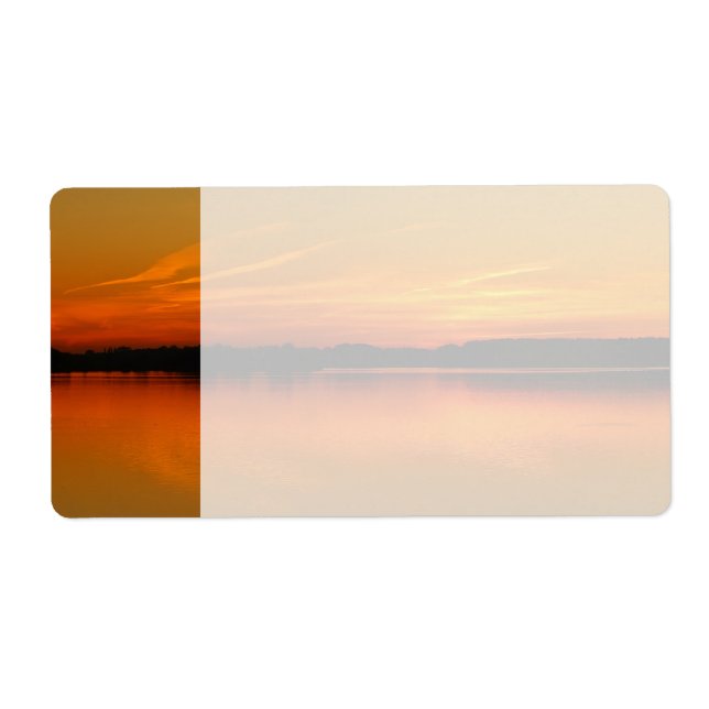 Beautiful Sunset Over Lake Water Landscape Label (Front)