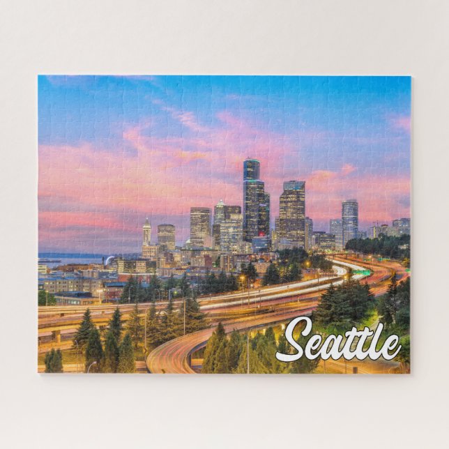 Beautiful Sunset Over Seattle, Washington Jigsaw Puzzle (Horizontal)
