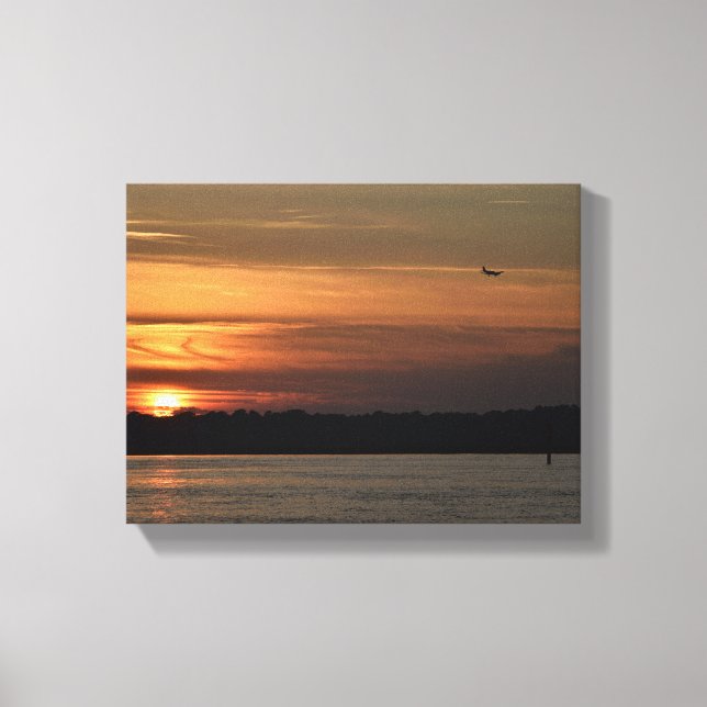 Beautiful sunset over the river canvas print (Front)