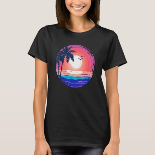 Beautiful Sunset Over The Water Cool Beach And Sum T_Shirt