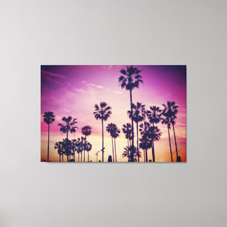 Beautiful Sunset Palm Tree Beach Vibe Canvas Print