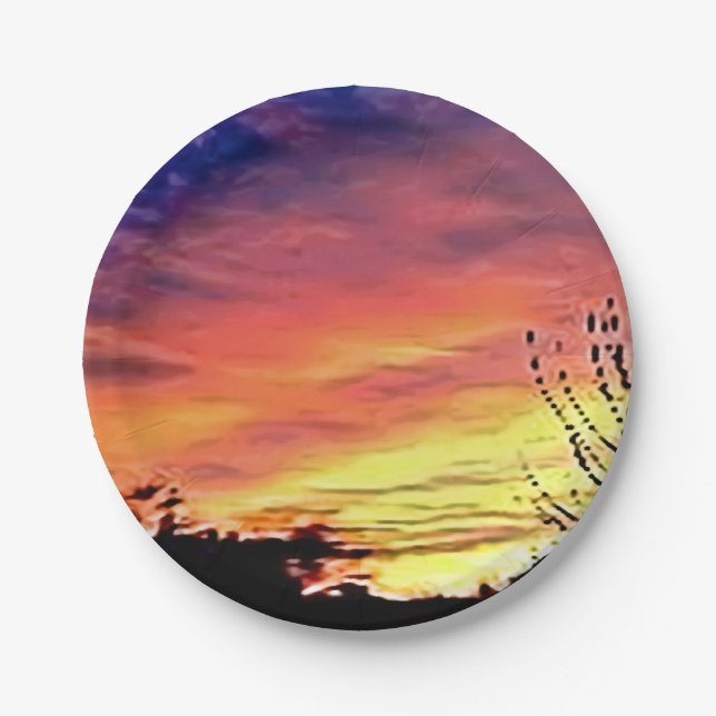 Beautiful Sunset Paper Plates (Front)