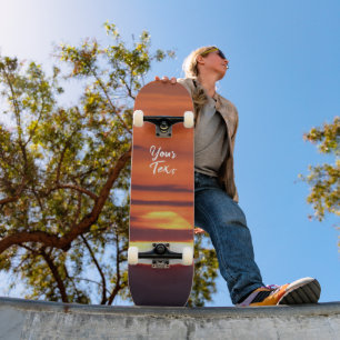 Beautiful Sunset Photo Custom Text Skateboard