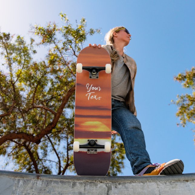 Beautiful Sunset Photo Custom Text Skateboard (Outdoor 1)