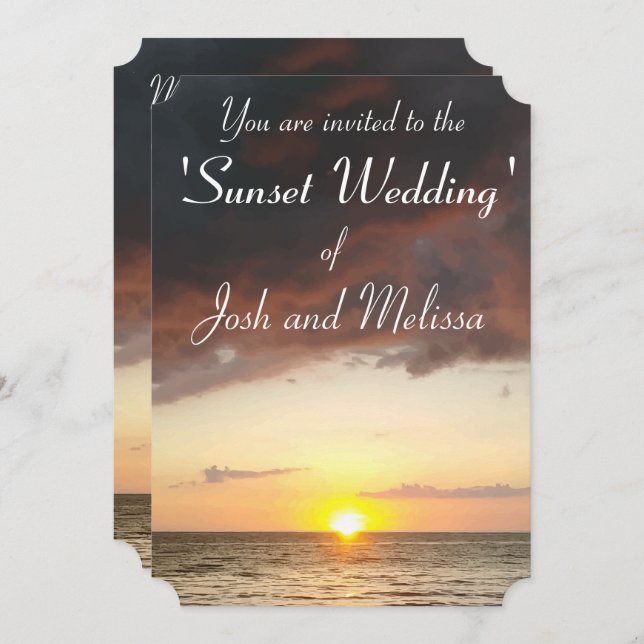 Beautiful Sunset Print Wedding Invitation (Front/Back)