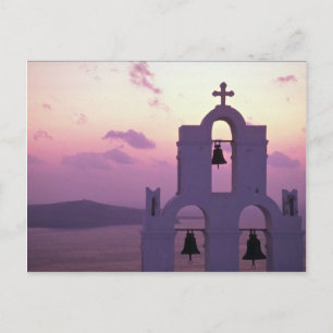 Beautiful Sunset: Santorini Fira at sunset, Greece Postcard